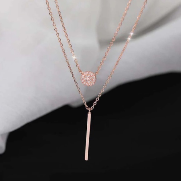 Sterling Silver Rose Gold Layered Pendant Necklace - Picture 2 of 7